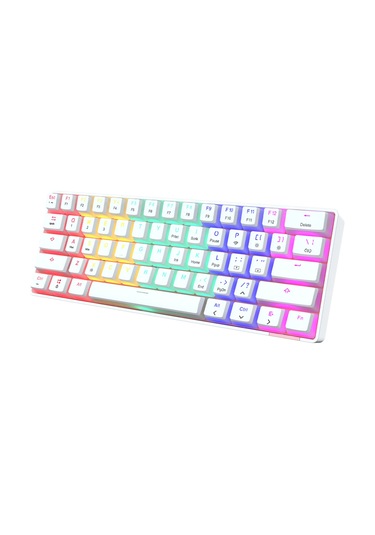 Stk61 Beyaz Rgb Ledli Tam Mekanik Kahverengi Switch Gaming Bluetooth Kablosuz Oyuncu Klavyesi