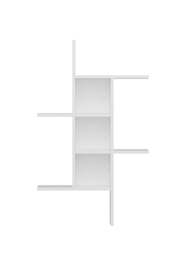 Madagaskar Duvar Rafı – Asimetrik Tasarım, Duvara Monte Dekoratif Kitaplık - Beyaz