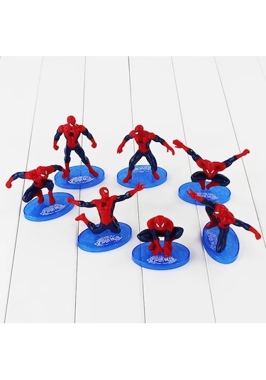 Spiderman Örümcek Adam Aksiyon Karakter Stantlı 7 Li Figür Koleksiyon
