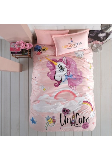 Clasy Ranforce Nevresim Takımı Tek Kişilik Pink Dreams V1 V1 Pudra