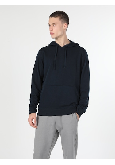 Colin's Regular Fit Kapüşonlu Mavi Erkek Sweatshirt cl1055785_Q1.V2_NAV