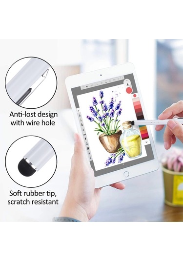 Evrensel Üç Halkalı Cep Telefonu Yazı Kalemi Beyaz