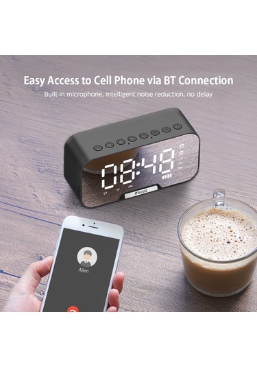 Yuntech01 Q5 Çok Fonksiyonlu Alarm Saat - Bluetooth Hoparlör, Fm Radyo, Sıcaklık Gösterici Ve Telefon Tutucu İle Dijital Led Ekranlı Taşınabilir Beyaz Dahili Pil