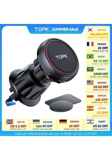 Tysm Topk Topk Manyetik Araç Telefonu Montajı, 360 Dönüşümlü, Evrensel Uyumlu, 1500g Yük Kapasitesi 1pc