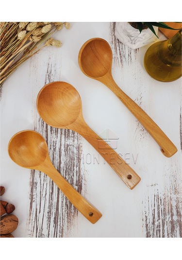 Ahşap Tahta Mutfak Kaşık Seti 3 Parça Kayın, Şimşir Ağacı 3-3