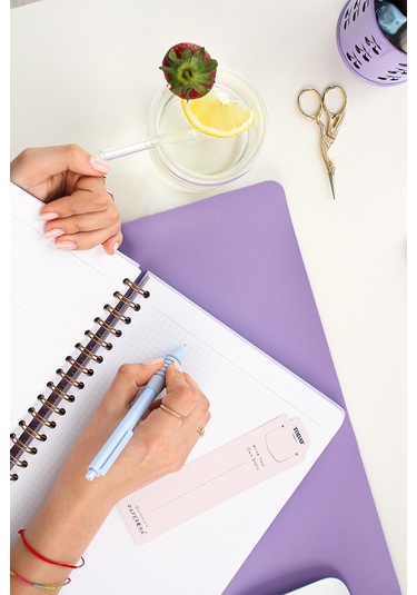 20x28 Spiralli Sert Kapak Lastikli Kareli Not Defteri Lila Lila