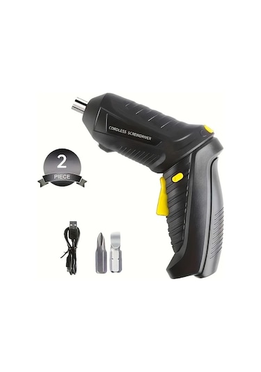Honeybeeshop İki Parti Elektrikli Vida Led Işıklı Döner Saplı 3 6v Şarjlı Kablosuz Tornavida Usb İle Çalışan Ev Tamir Aleti
