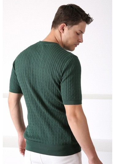 Ferraro Yeşil Bisiklet Yaka Erkek Pamuk Triko T-Shirt-Yeşil