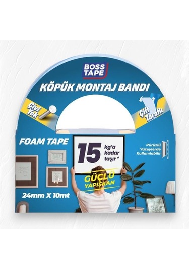 Boss Tape Çift Taraflı Köpük Aksesuar Montaj Bandı 24mmx10m