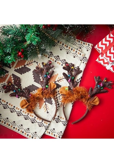Işıklı Noel Baba Kafa Bandı - Yetişkinler Ve Çocuklar İçin Sevimli Ren Geyiği Kafa Bandı - Noel Partisi Hediyeleri - Noel Aksesuarları