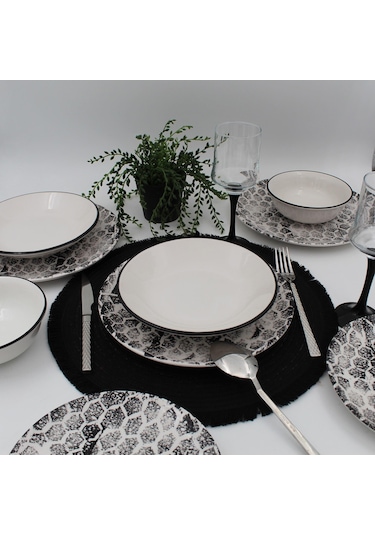 Snake 18 Parça Yemek Takımı Siyah