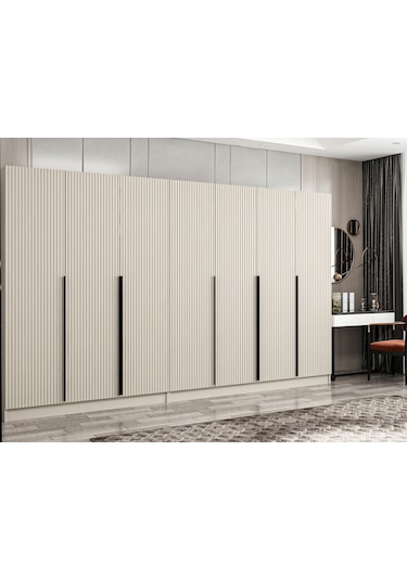 Kale Plus 7 Mebran Kapaklı 4 Çekmeceli Dolap Kumtaşı Mebran 210cm Bej