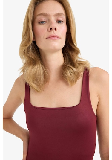 Defacto Kare Yaka Çıtçıtlı Body F9773ax25hsbr115 Bordo-br115