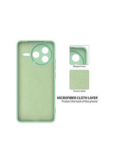 Xiaomi Poco F7 Pro İçin Düz Renk Sıvı Silikon Damlamaz Tam Kapsama Telefon Kılıfı Yeşil