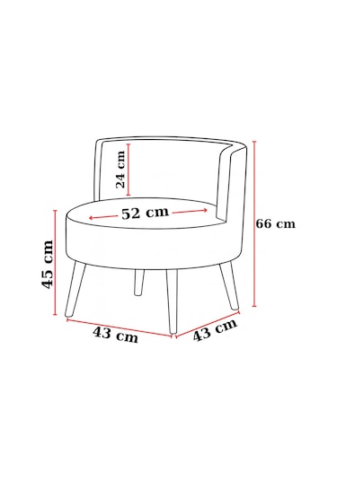 Sydney Berjer - Welsoft Kumaş Modern Tekli Koltuk - Turuncu Vizon