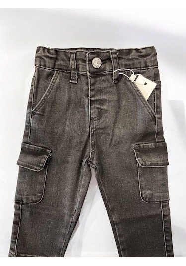 Çikoby Erkek Bebek Kargo Cep Detaylı Kot Pantolon-14878 Siyah