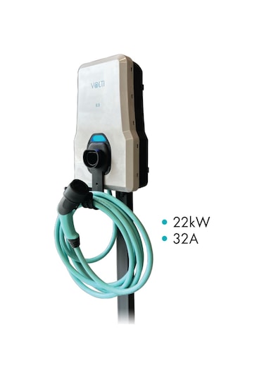 Volti Home Düz  Kablolu 22 kW 32A Tip-2 380V AC Sabit Elektrikli Araç Şarj İstasyonu (TOGG/Tesla/Uyumlu)