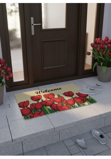 Hijyenik Kıvırcık Paspas 40x60 Cm - Islaklık Emici Kapı Önü Paspası Krem