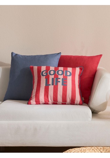 Colorbound 3'lü Kırlent Kılıf Seti Kırmızı