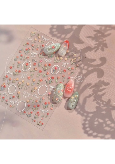 Flybuy Lale Çiçek Jöle Kabartma Yıldız Kalp Şeftali Çiçeği 5d Ms778