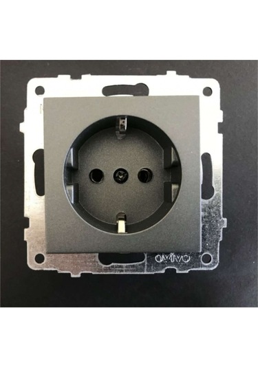 Ovivo Grano Füme Topraklı Priz Çerçevesiz