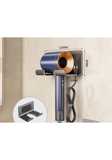 Lichen Saç Kurutma Makinesi Rafı, Punch Yok, Banyo Saç Kurutma Siyah