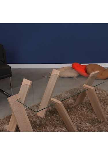 Roman Maxi Cam Orta Sehpa Açık Meşe / Renkli Orta Sehpa