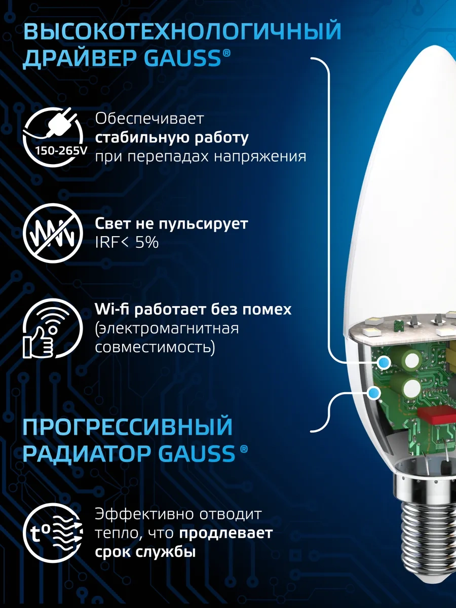 Gauss E14 Led Lamba Mum 6.5w Soğuk Işık 10 Adet 158442331