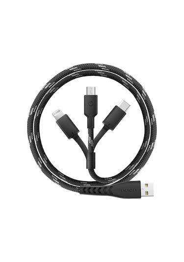 C89 Nyloflex 3in1 1.5m 3a Usb To Type-c / Lightning / Micro Hızlı Şarj Kablo - Siyah
