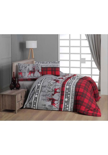 First Choice Flanel Nevresim Takımı Happiness Red Çift Kişilik Kırmızı