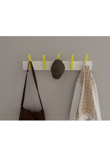 Hepsi3boyutlu Modern Duvar & Kapı Kanca Askılık - 5 Adet Sarı Kanca Askılık - Model No : 3 Sarı