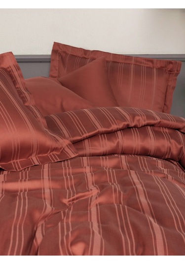 Cotton Box 1901-cb Smart Bambu Ck Saten Nevresım Takımı Strıpe Kıremıt Kiremit