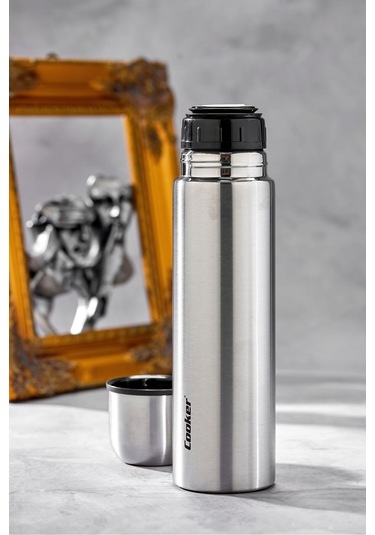 Cooker 750 Ml Çift Kat Paslanmaz Çelik Termos 12/24 Saat Isı Koruma, Sızdırmaz Gri
