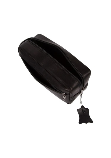 Bizoon Np176 Gerçek Deri Erkek Portföy El Traş Çantası Siyah-Siyah