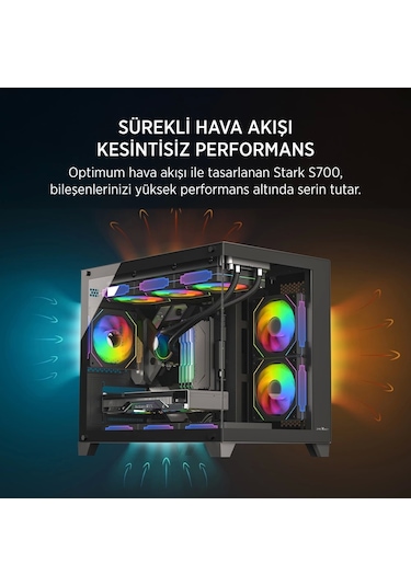 Teknoteg - James Donkey Stark S700 3xargb Temperli Cam 750w 80+ Bronze Matx Siyah Gaming Oyuncu Ka