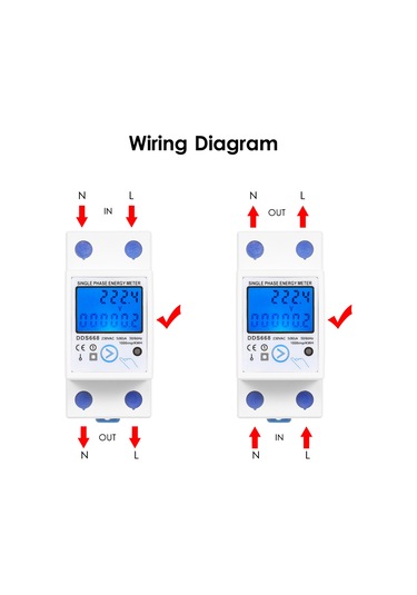 Maiyame Dds668 Model Akıllı Işıklandırmalı Sayfalı Enerji Sayaç, Ac 230v Tek Fazlı Ray Tipi, Sıfırlama Fonksiyonu, 5-80a, Avrupa Standartı