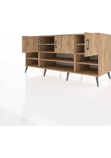 Kronos Konsol 9 Raflı 3 Kapaklı 176x59x83 Çam-çam/antrasit Çam/antrasit