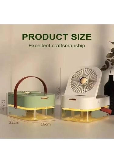 Funtree Treasure Masaüstü Fan Gece Lambası 4000mah Aroma Terapi Nemlendirici Beyaz/yeşil