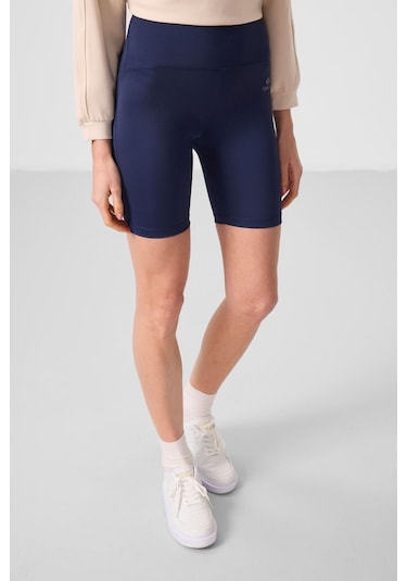 Slim Fit 3lü Paket Siyah-indigo-bordo Kadın Kısa Biker Tayt - 91007 Siyah - Mavi