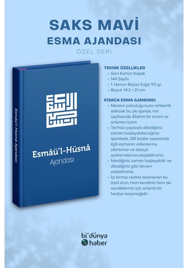 Esmaül Hüsna Ajandası- Saks Mavisi Özel Seri Çok Renkli