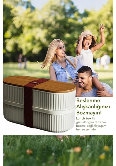 Bambu Kapaklı Lunch Box Kahvaltılık Saklama Kabı Large Bölmeli Çok Renkli