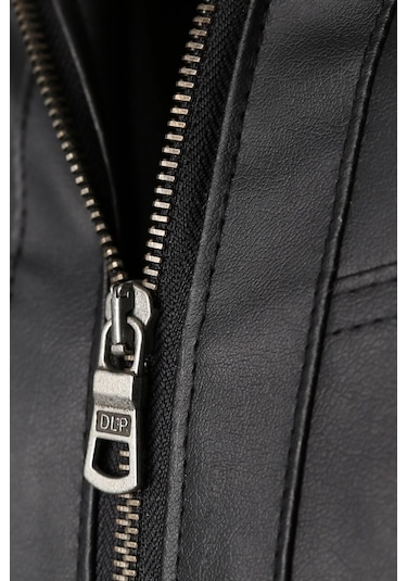 Delpino Dar Kesim Kapüşonlu Erkek Deri Ceket