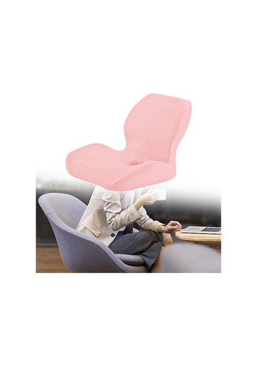Suntek Bel Destek Yastığı Ergonomik Sandalye Sırt Yurt Oturma Pembe