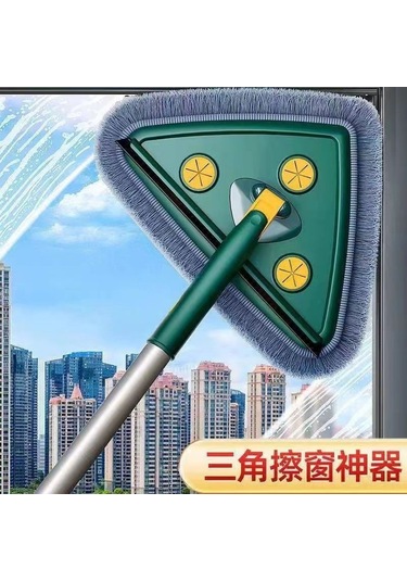 Ximistore9 Ev Temizliği İçin El Yıkamadan Kullanıma Hazır Üçgen Mop Cam Ve Zemin Temizleyici Yeşil Ultra İnce Lif 1 Güçlendirilmiş Çubuk + 1 Lif Bezi