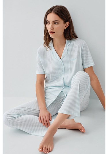Pierre Cardin Kadın Mavi Gömlek Pijama Takım Pc9204-s-v2 Mavi