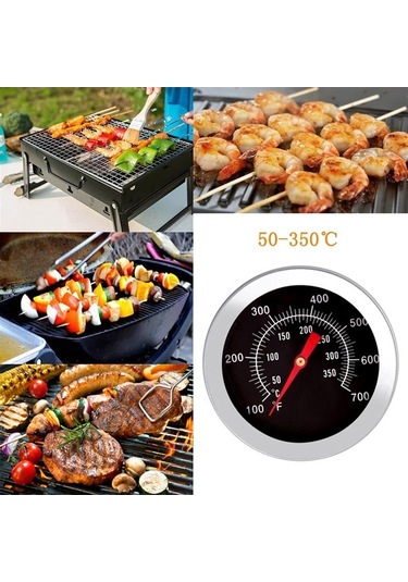 Ganzhoushop Termometre Sıcaklık Paslanmaz Ölçüm Izgara Fırın Çelik Barbekü Barbekü Aleti Fi