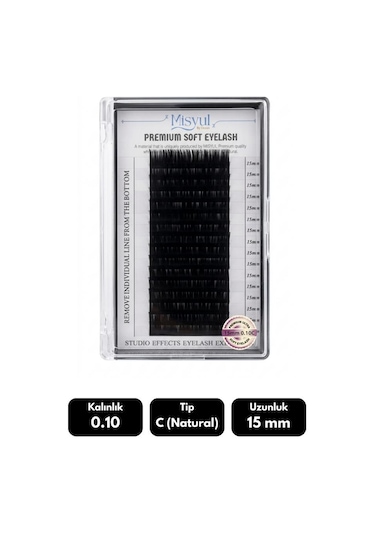Misyul 0.10c Natural Kıvrım 15 Mm Soft Eyelash Doğal İpek Kirpik 16'lı