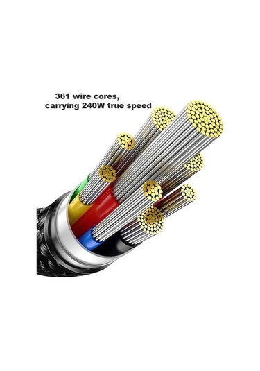 Zyzqstore 3 Metrelik Tungsten Serisi Gold Baseus 240w Hızlı Type-c To Type-c Şarj Kablo, Pazly Veri Uzunluk:3m, Hızlı充電 İçin İd