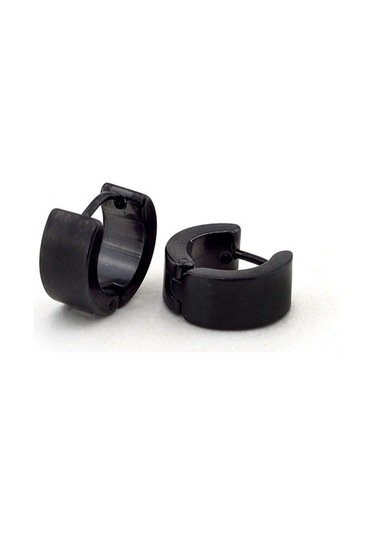 6 MM Kalınlık Siyah Halka Çelik Erkek Küpe E385 Çelik