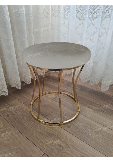 Kum Saati Düz Makyaj Pufu Gold Beyaz